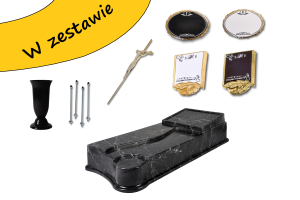 Pomnik plastikowy Harmony MARMUR  Tabliczka, krzyż, wazon, kotwy GOTOWY ZESTAW 