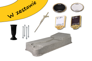 Pomnik plastikowy Harmony GRANIT  Tabliczka, krzyż, wazon, kotwy GOTOWY ZESTAW 