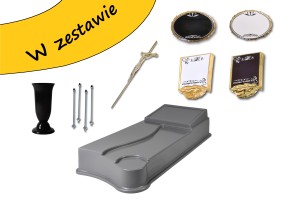 Pomnik plastikowy Harmony Tabliczka, krzyż, wazon, kotwy GOTOWY ZESTAW 