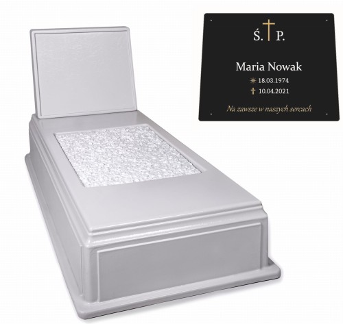 Pomnik Memento szary z tablicą i wkładką grys ACH4