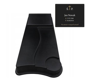 Nagrobek plastikowy - pomnik HARMONY czarny i tablica czarna 