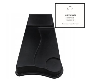 Nagrobek plastikowy - pomnik HARMONY czarny i tablica biała