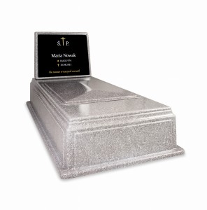 Nagrobek plastikowy - pomnik MEMENTO GRANIT z tablicą info i pokrywą